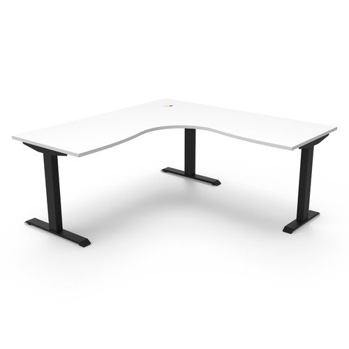 Rapidline Boost Static Corner Workstation 1800 x 1500 x 750mm Natural White / Black Satin