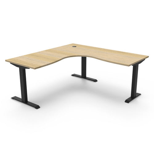 Rapidline Boost Static Corner Workstation 1800 x 1800 x 750mm Natural Oak / Black Satin