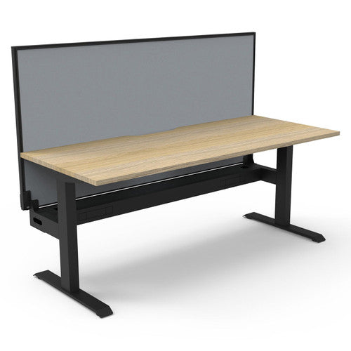 Rapidline Boost Static Single Sided Workstation 1800 x 750mm with Screen and Cable Tray Natural Oak / Black Satin
