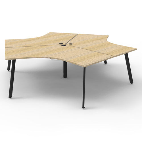 Rapidline Deluxe Infinity 3 Person 120 Degree Workstation Eternity Leg without Screen Natural Oak / Black