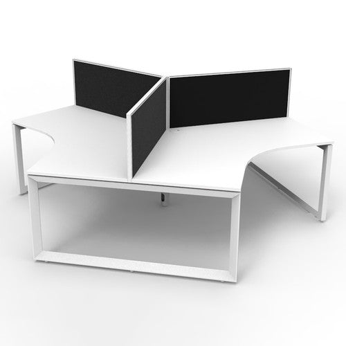 Rapidline Deluxe Infinity 3 Person 120 Degree Workstation Loop Leg with Screen Natural White / White