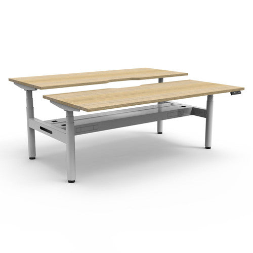 Rapidline Halo Plus Back to Back Workstation 1800 x 750mm with Cable Tray Natural Oak / White Satin