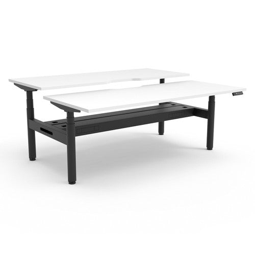 Rapidline Halo Plus Back to Back Workstation 1800 x 750mm with Cable Tray Natural White / Black Satin