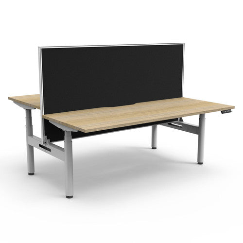 Rapidline Halo Plus Back to Back Workstation 1200 x 750mm with Screen Natural Oak / White Satin
