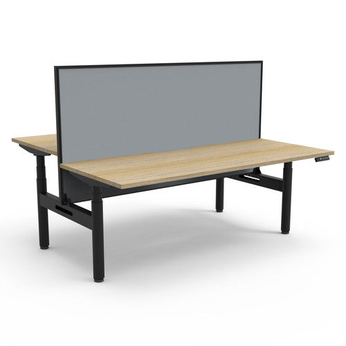 Rapidline Halo Plus Back to Back Workstation 1800 x 750mm with Screen Natural Oak / Black Satin