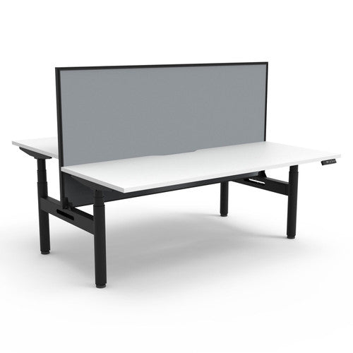 Rapidline Halo Plus Back to Back Workstation 1800 x 750mm with Screen Natural White / Black Satin
