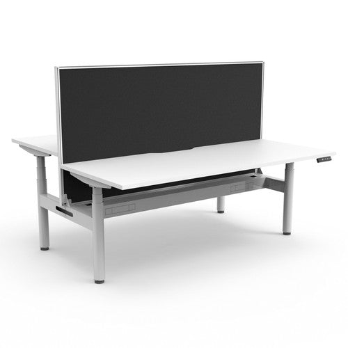 Rapidline Halo Plus Back to Back Workstation 1500 x 750mm with Screen and Cable Tray Natural White / White Satin