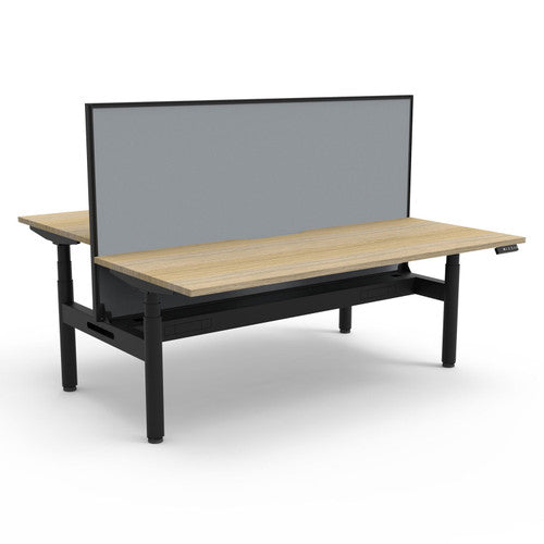 Rapidline Halo Plus Back to Back Workstation 1800 x 750mm with Screen and Cable Tray Natural Oak / Black Satin