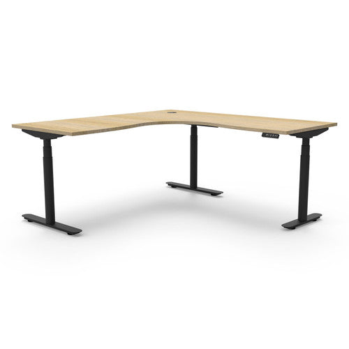 Rapidline Halo Plus Corner Workstation 1800 x 1500 x 750mm Natural Oak / Black Satin