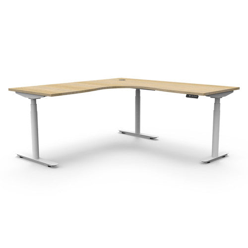 Rapidline Halo Plus Corner Workstation 1800 x 1500 x 750mm Natural Oak / White Satin