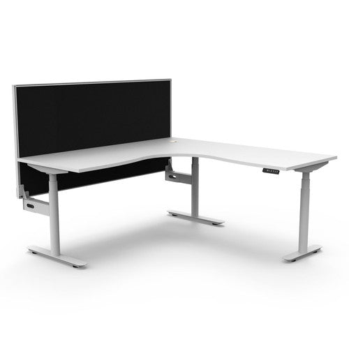 Rapidline Halo Plus Corner Workstation 1500 x 1500 x 750mm with Screen Natural White / White Satin