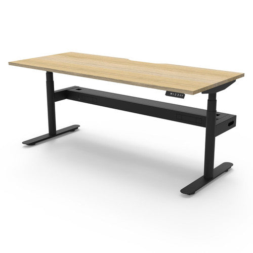 Rapidline Halo Plus Single Sided Workstation 1500 x 750mm with Cable Tray Natural Oak / Black Satin