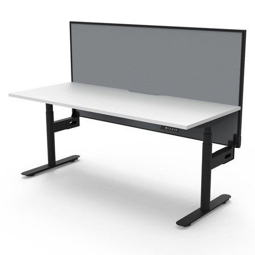 Rapidline Halo Plus Single Sided Workstation 1200 x 750mm with Screen Natural White / Black Satin