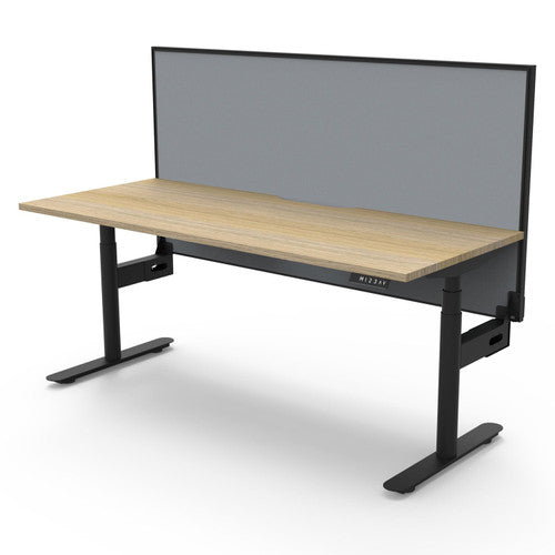 Rapidline Halo Plus Single Sided Workstation 1800 x 750mm with Screen Natural Oak / Black Satin