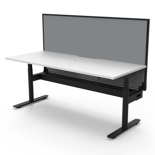 Rapidline Halo Plus Single Sided Workstation 1200 x 750mm with Screen and Cable Tray Natural White / Black Satin