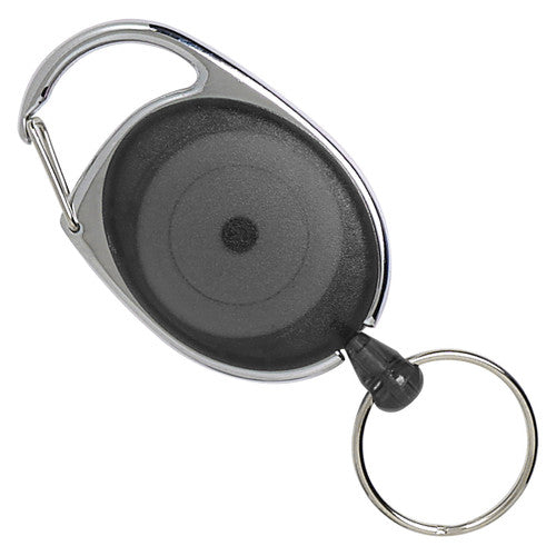 Rexel Retractable Snap Lock Key Holder Charcoal Pack of 12