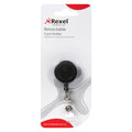 Rexel Retractable Card Holder with Strap and Nylon Cord Black Hangsell