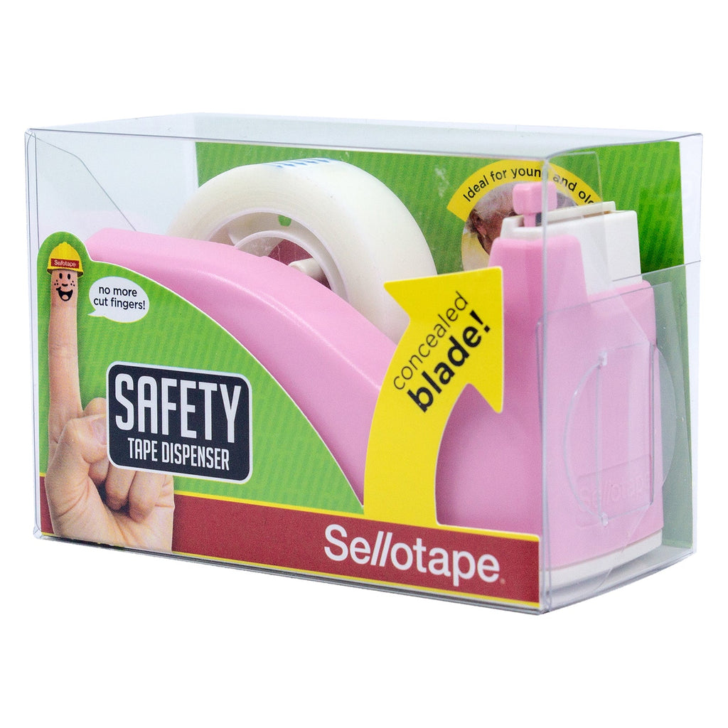 Sellotape Safety Tape Dispenser Mini Pink with Invisible Tape