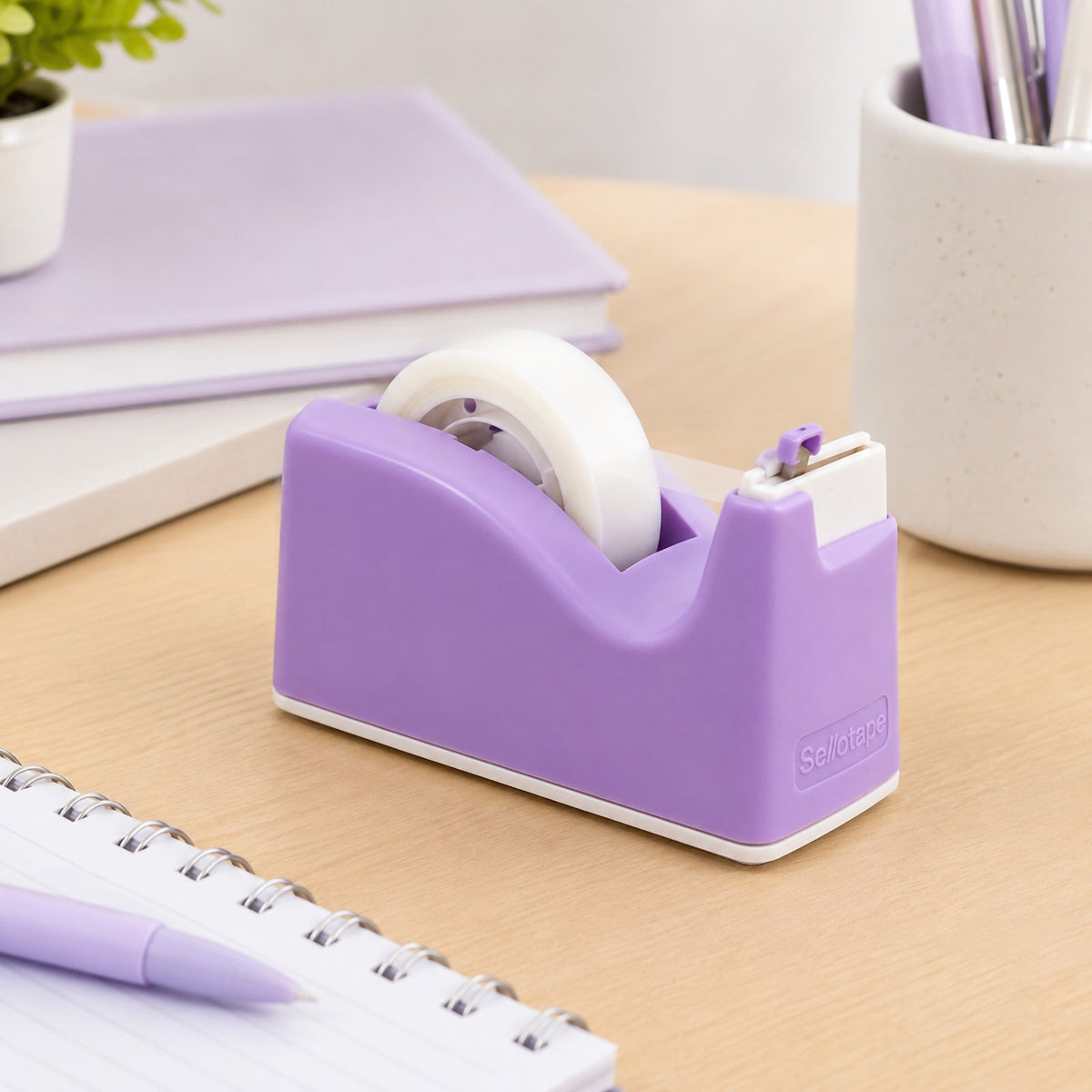 Sellotape Safety Tape Dispenser Mini Purple with Invisible Tape