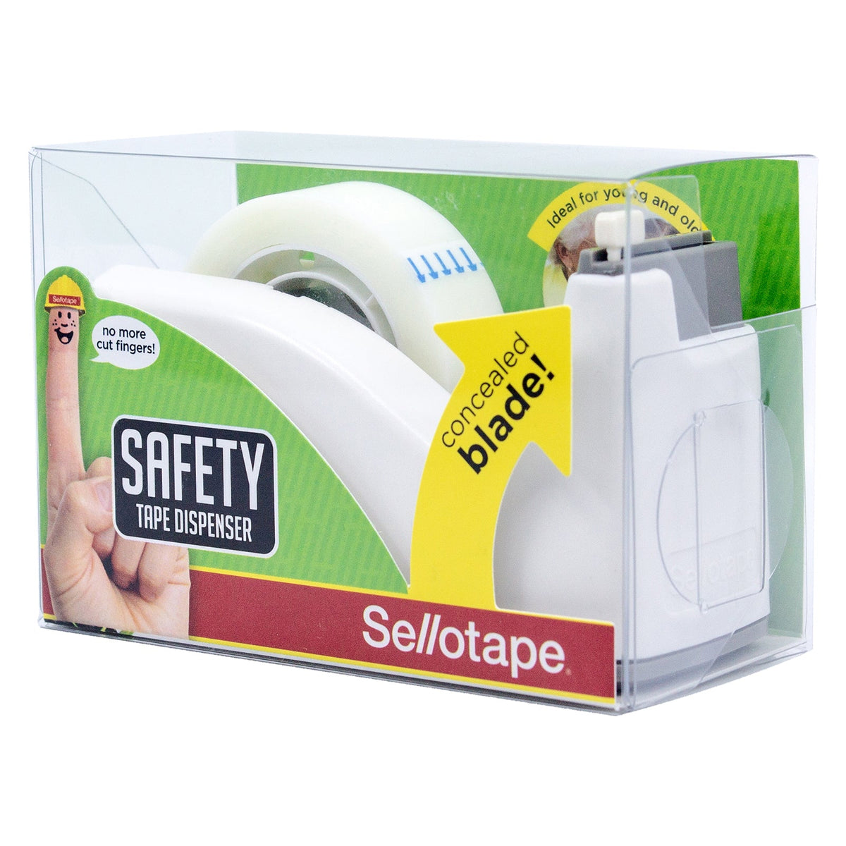 Sellotape Safety Tape Dispenser Mini White with Invisible Tape