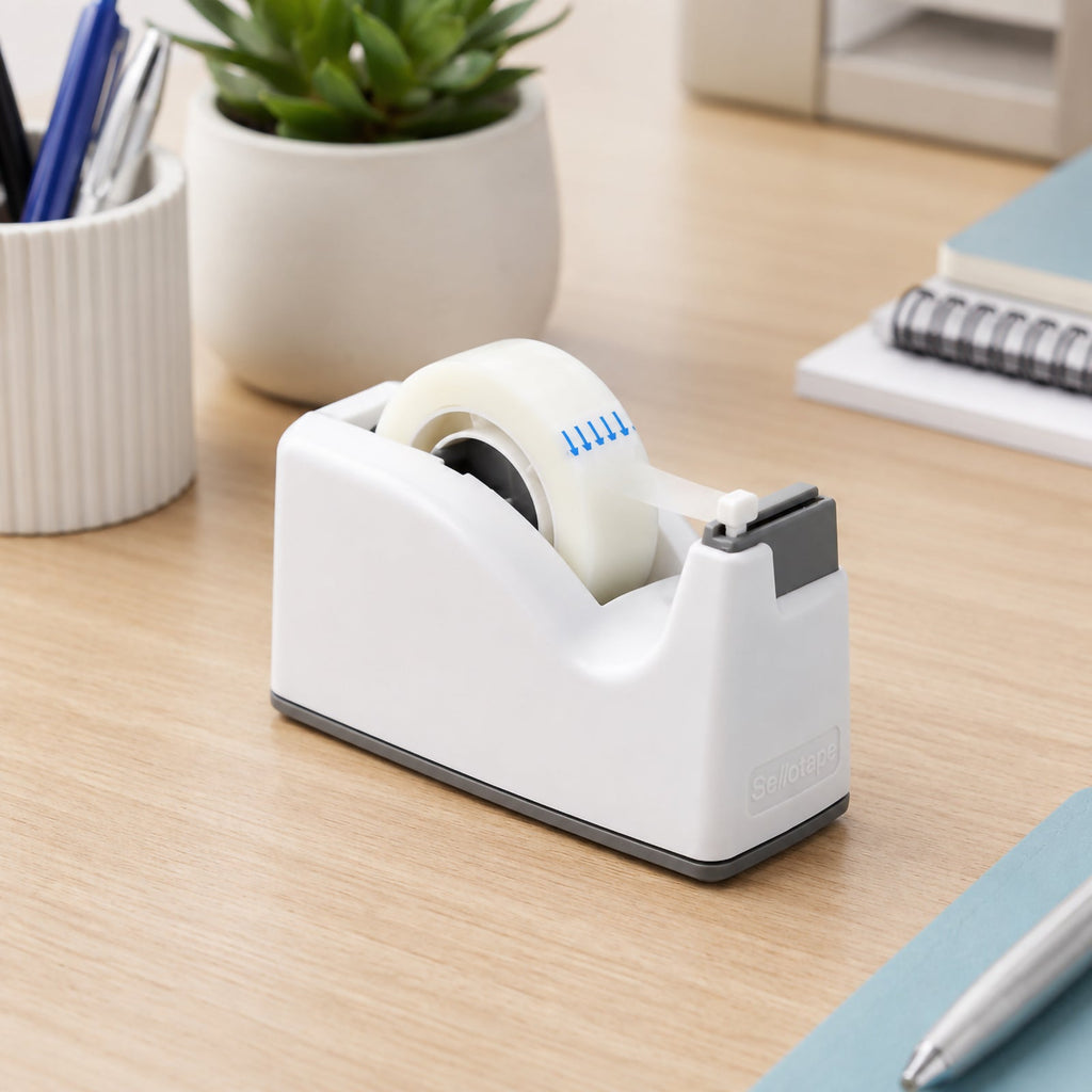 Sellotape Safety Tape Dispenser Mini White with Invisible Tape