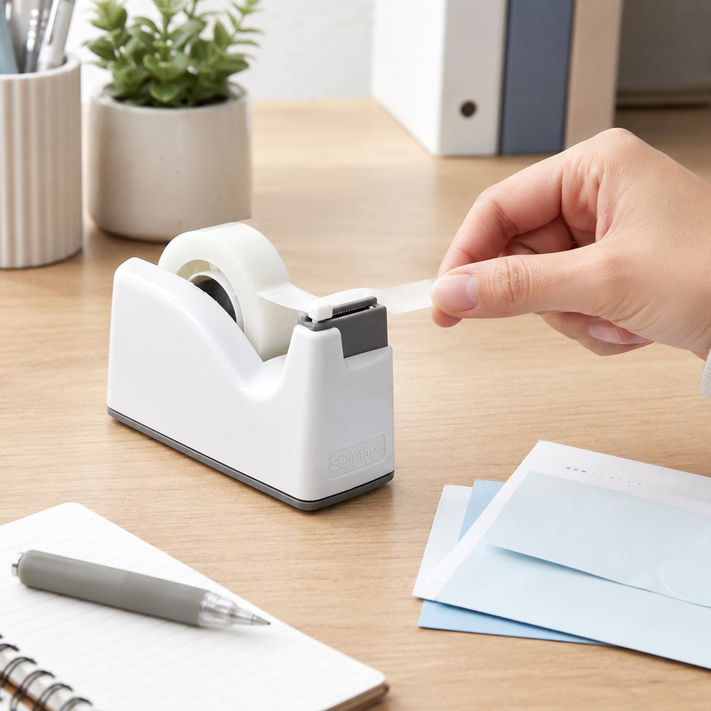 Sellotape Safety Tape Dispenser Mini White with Invisible Tape