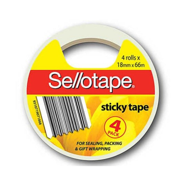 Sellotape Sticky Tape Roll Large 18mm x 66m Pack of 4