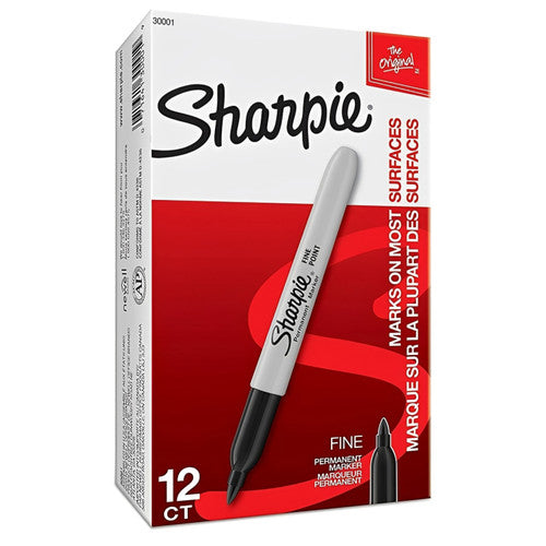 Sharpie Permanent Marker Fine Point Black Box of 12