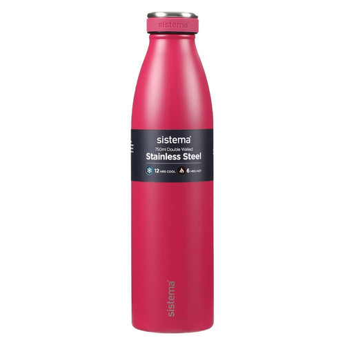 Sistema Stainless Steel Insulated Drink Bottle 750ml Assorted