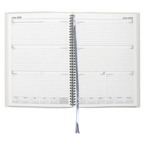 Soho 2026 PVC Spiral Diary A4 Week To View Ash