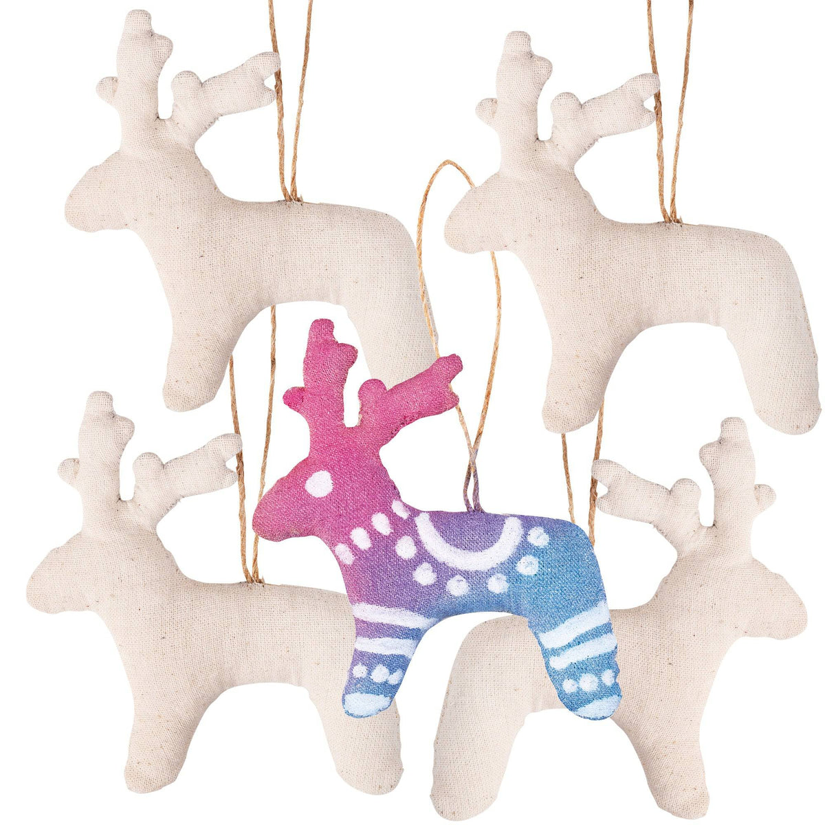 Zart Calico Reindeers Pack of 5 Pre Sewn and Filled 10cm Blank Shapes