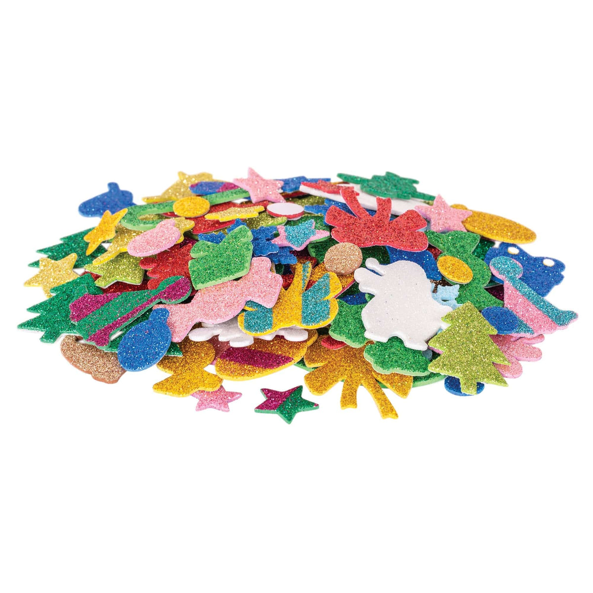 Zart EVA Christmas Adhesive Shapes Pack of 100 Glittered Peel and Stick