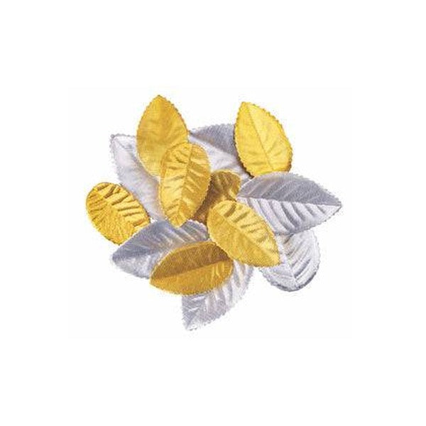 Zart Mini Craft Leaves Metallic Pack of 60 Gold and Silver Stiff Synthetic Fabric