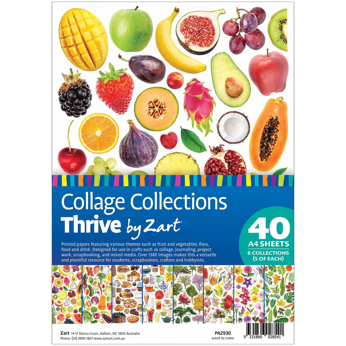 Zart Collage Collections Thrive Pack of 40 Printed Cut-Out Papers