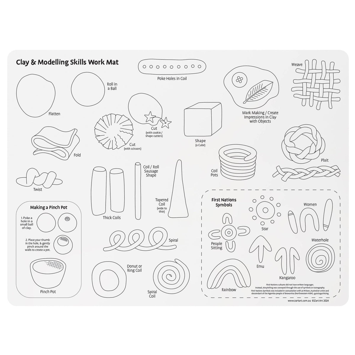 Zart Clay and Modelling Skills Mat Silicone with First Nations Symbols by Jo Wilson
