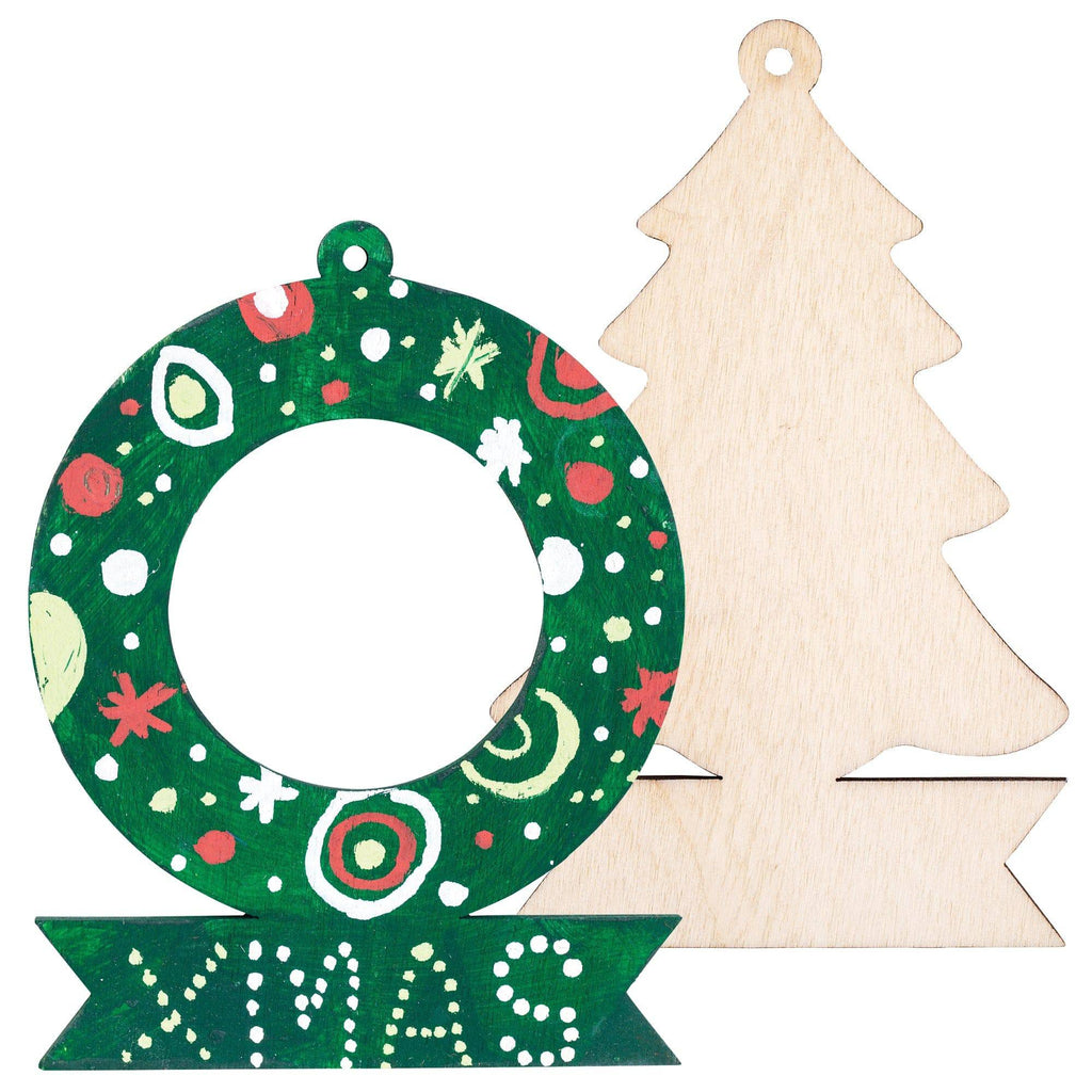 Zart Wooden Wreath and Tree with Banner Pack of 12