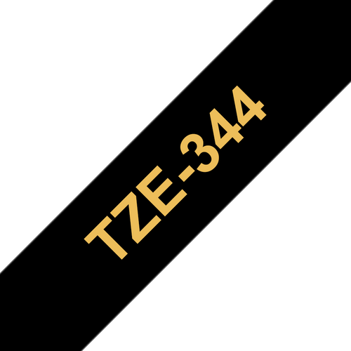 Brother TZe-344 Laminated Label Tape 18mm Gold on Black