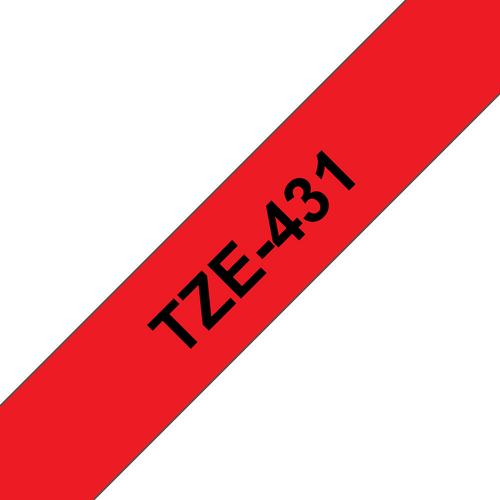 Brother TZe-431 Laminated Label Tape 12mm Black on Red