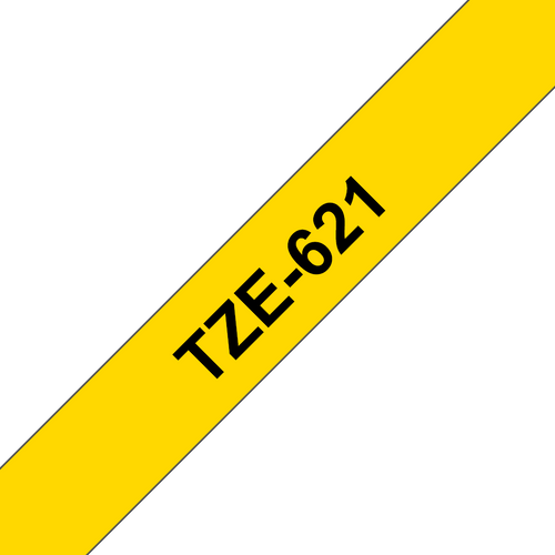Brother TZe-621 Laminated Label Tape 9mm Black on Yellow