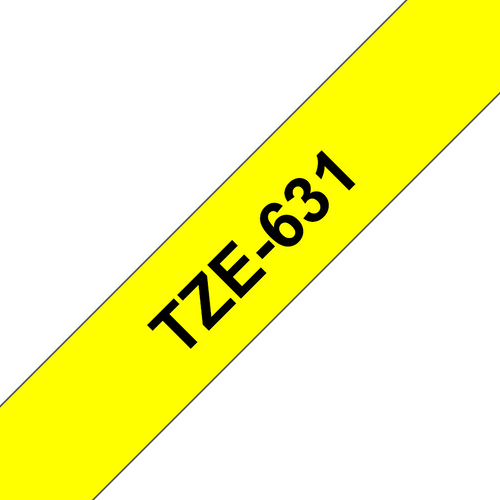 Brother TZe-631 Laminated Label Tape 12mm Black on Yellow