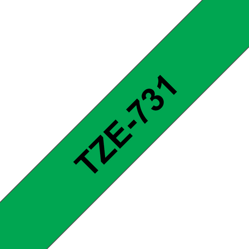 Brother TZe-731 Laminated Label Tape 12mm Black on Green
