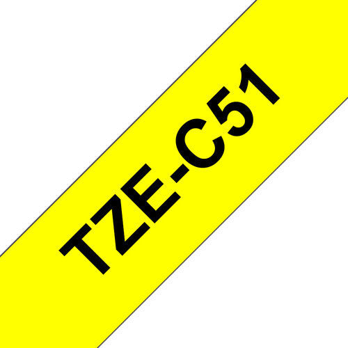 Brother TZe-C51 Fluorescent Label Tape 24mm Black on Fluoro Yellow
