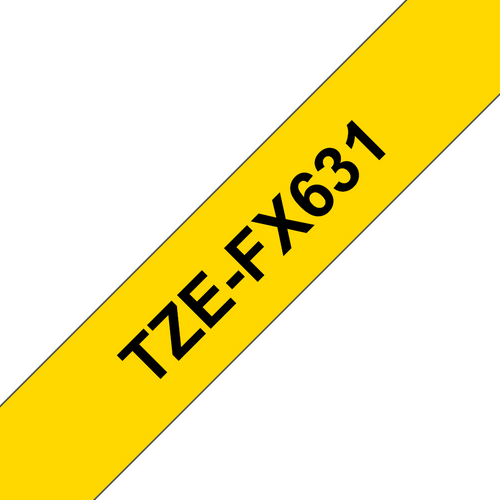 Brother TZe-FX631 Flexible ID Label Tape 12mm Black on Yellow