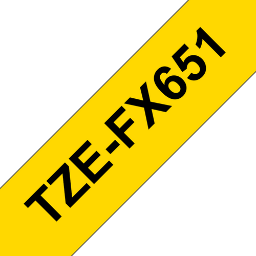 Brother TZe-FX651 Flexible ID Label Tape 24mm Black on Yellow