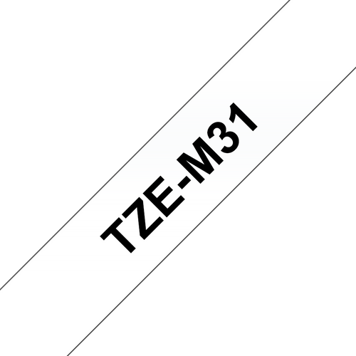 Brother TZe-M31 Matt Laminated Label Tape 12mm Black on Matt Clear