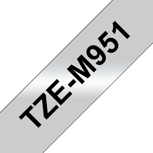 Brother TZe-M951 Matt Laminated Label Tape 24mm Black on Matt Silver