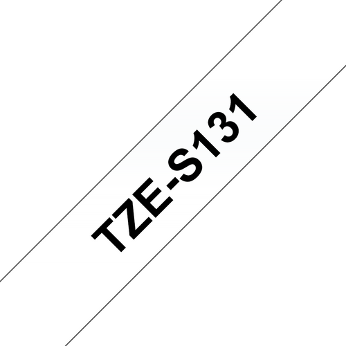 Brother TZe-S131 Strong Adhesive Label Tape 12mm Black on Clear