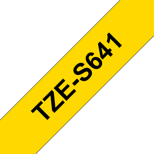 Brother TZe-S641 Strong Adhesive Label Tape 18mm Black on Yellow
