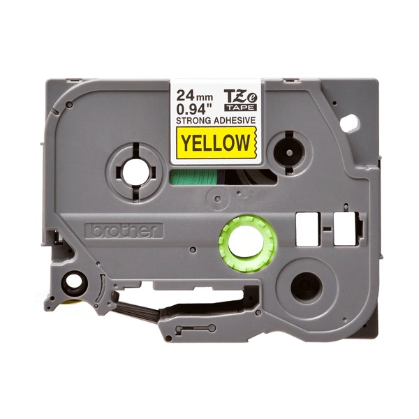 Brother TZe-S651 Strong Adhesive Label Tape 24mm Black on Yellow