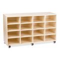 Visionchart Mobile Storage Tote Tray Trolley Oak 16 Bays